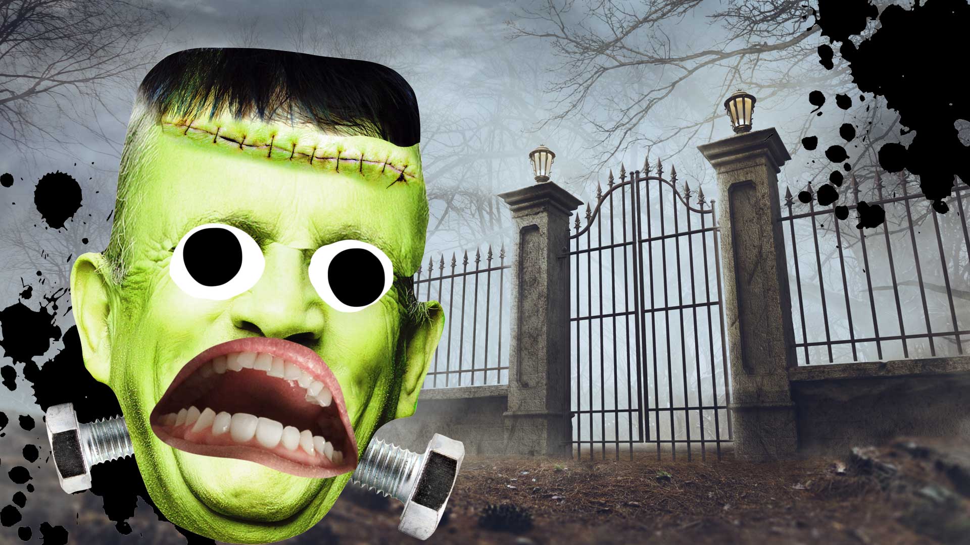 Frankenstein's monster near a graveyard