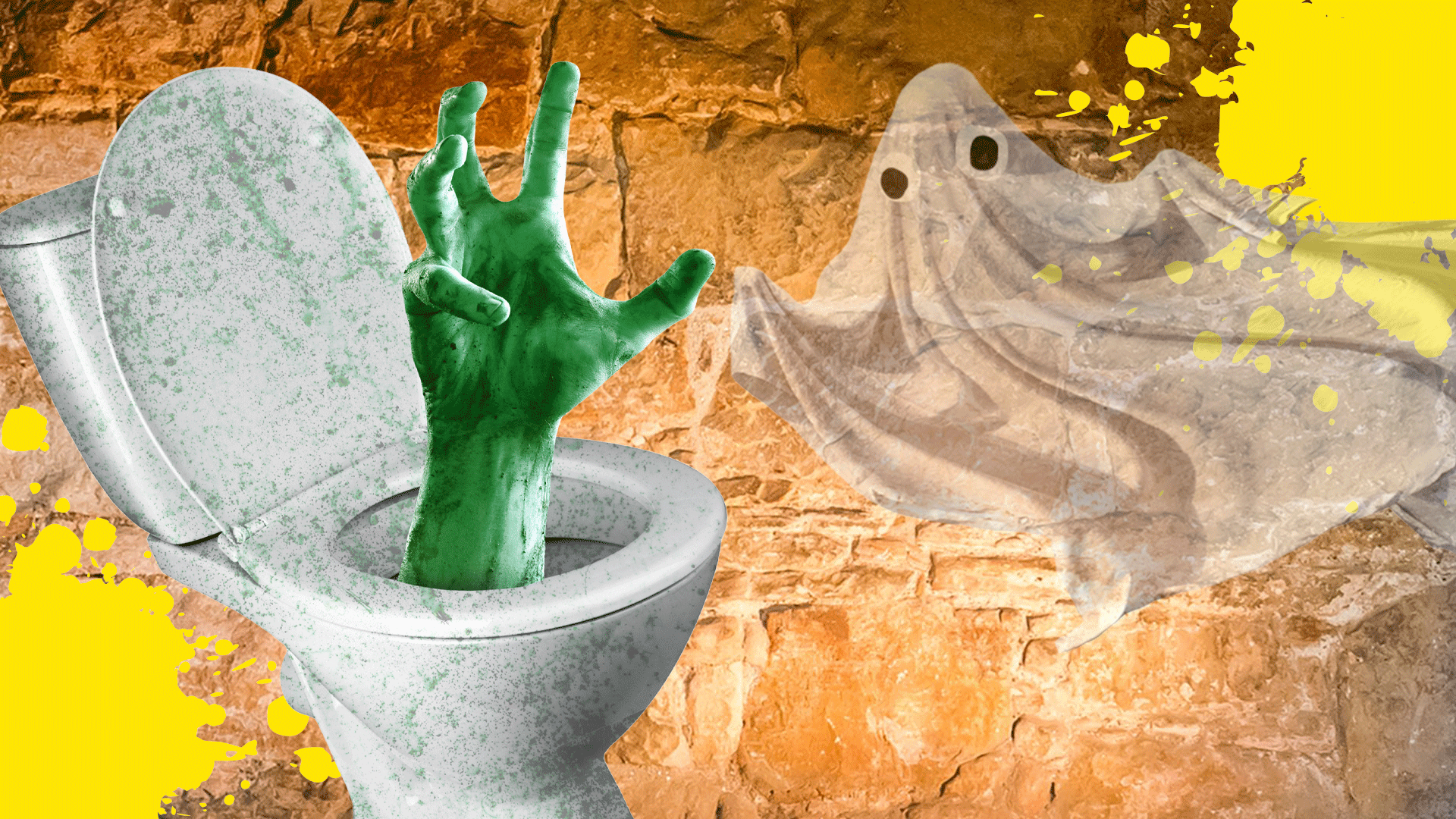 A spooky toilet and a ghost
