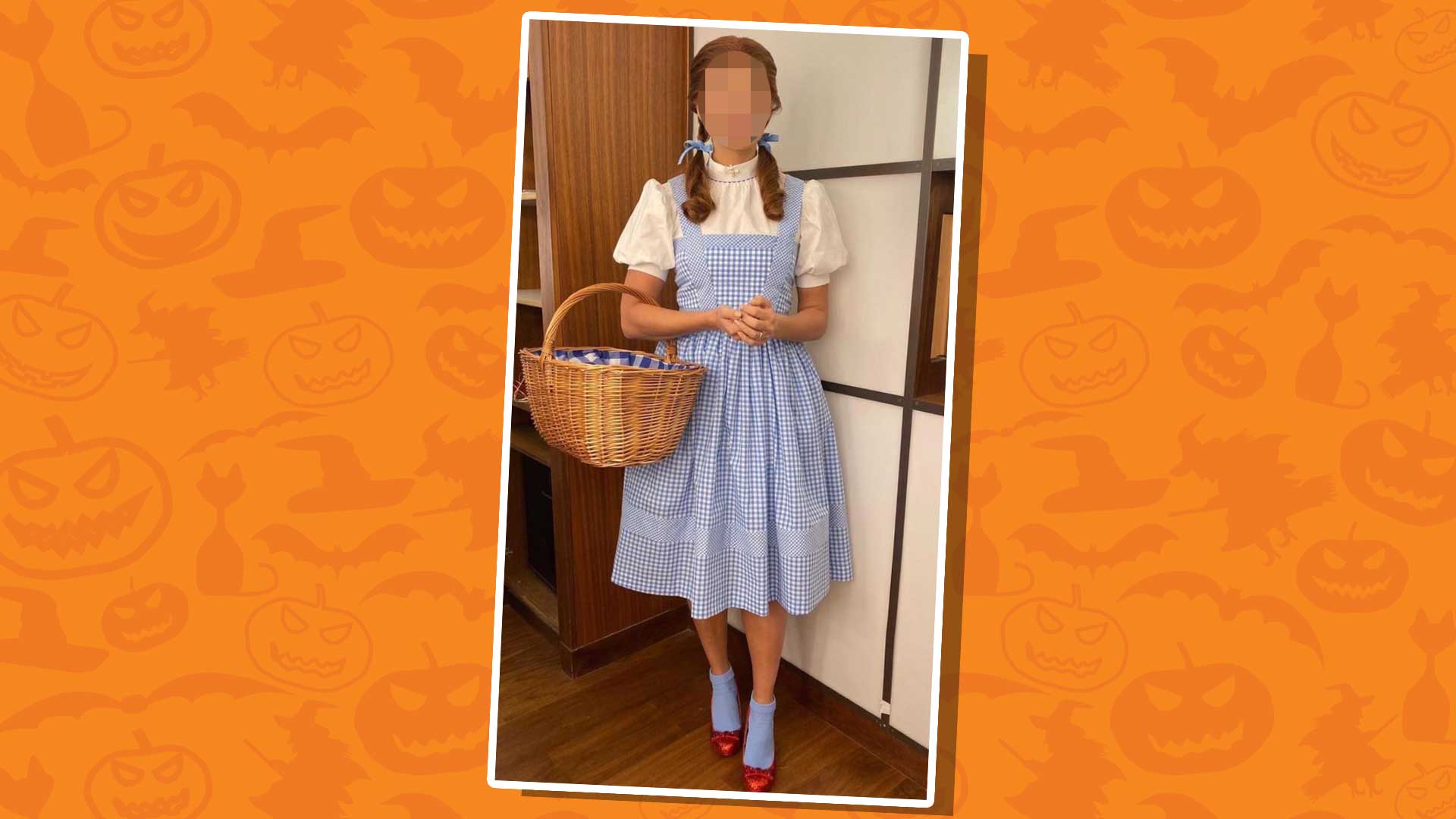 A daytime TV presenter dressed as Dorothy from the Wizard of Oz