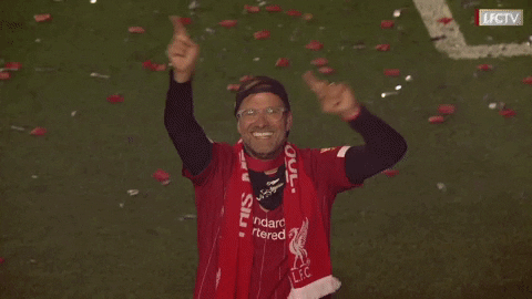 Jurgen Klopp celebrates a a Liverpool win