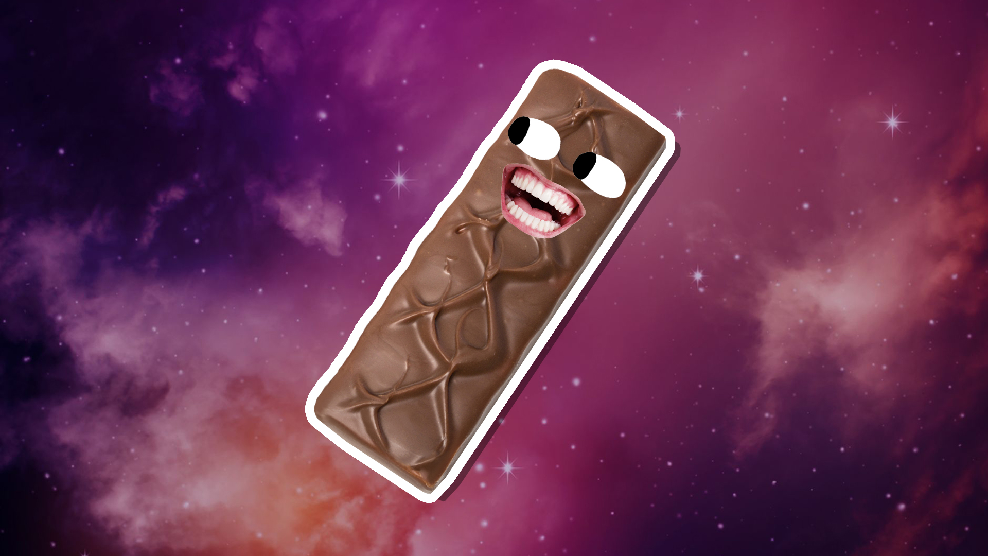 A Milky Way chocolate bar in space