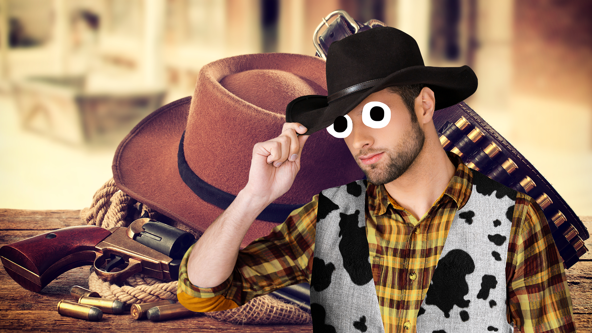 Beano Woody and cowboy objects background