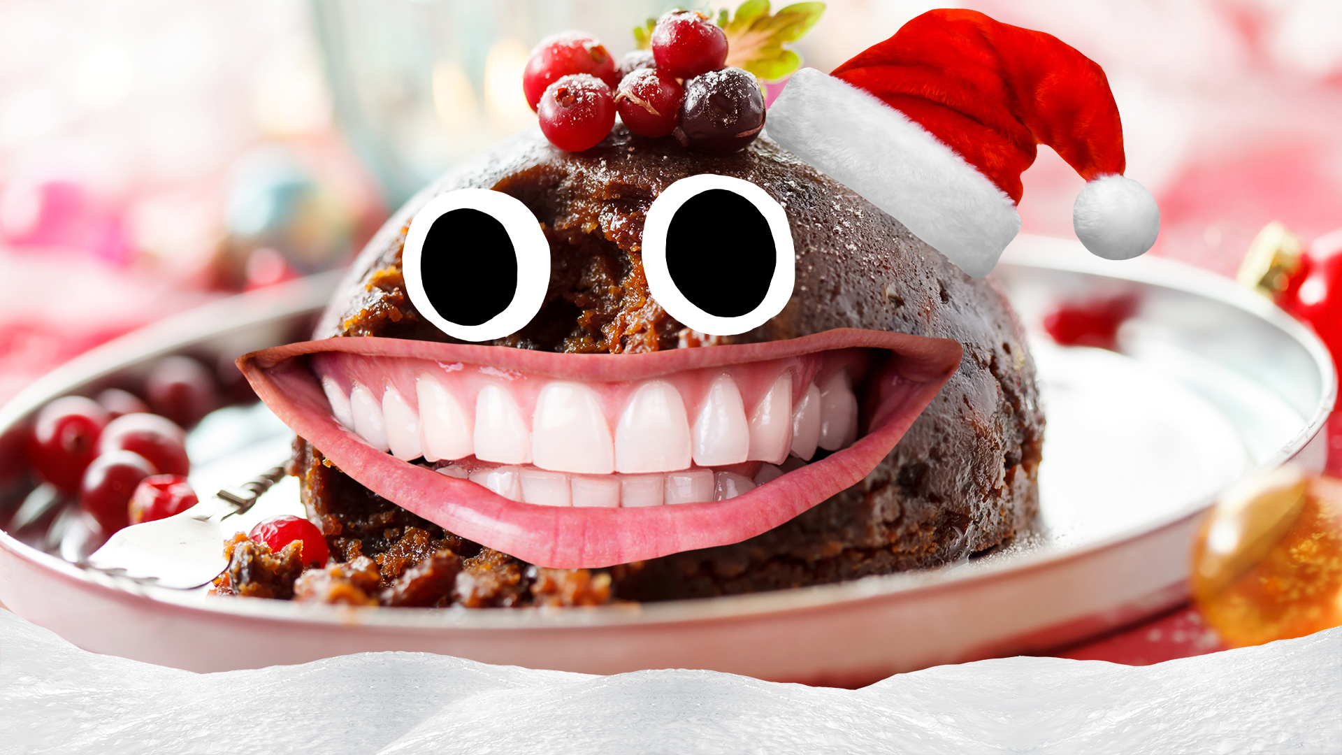 Christmas pudding with hat and face