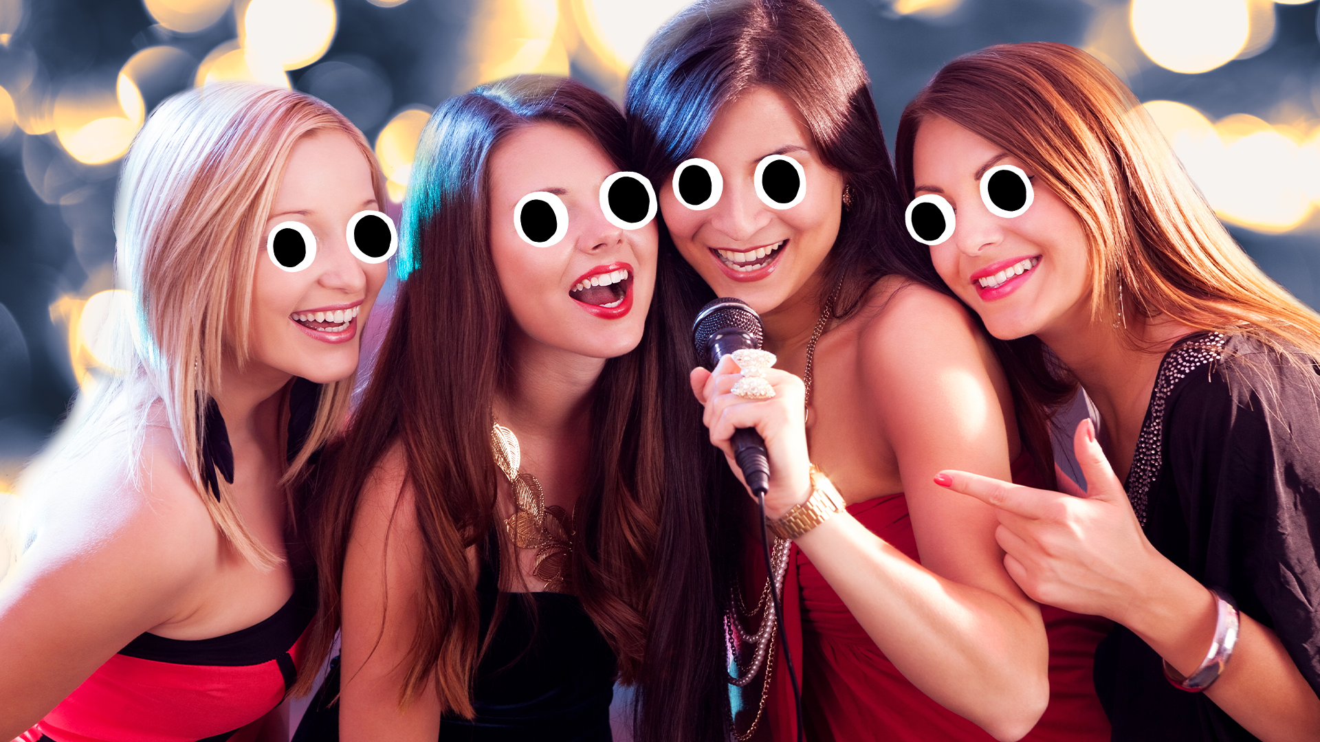 Women singing karaoke together