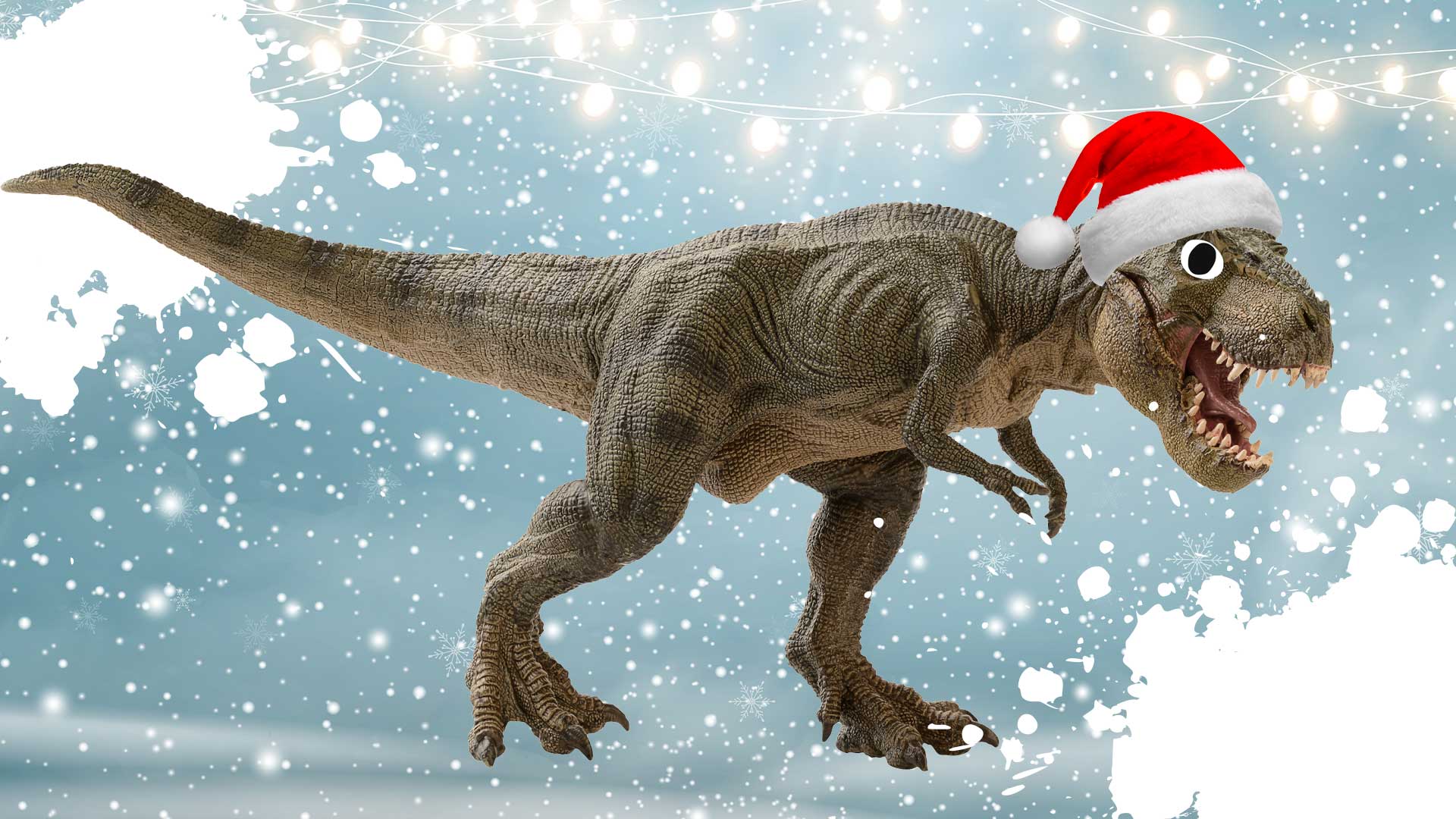 A Christmas dinosaur