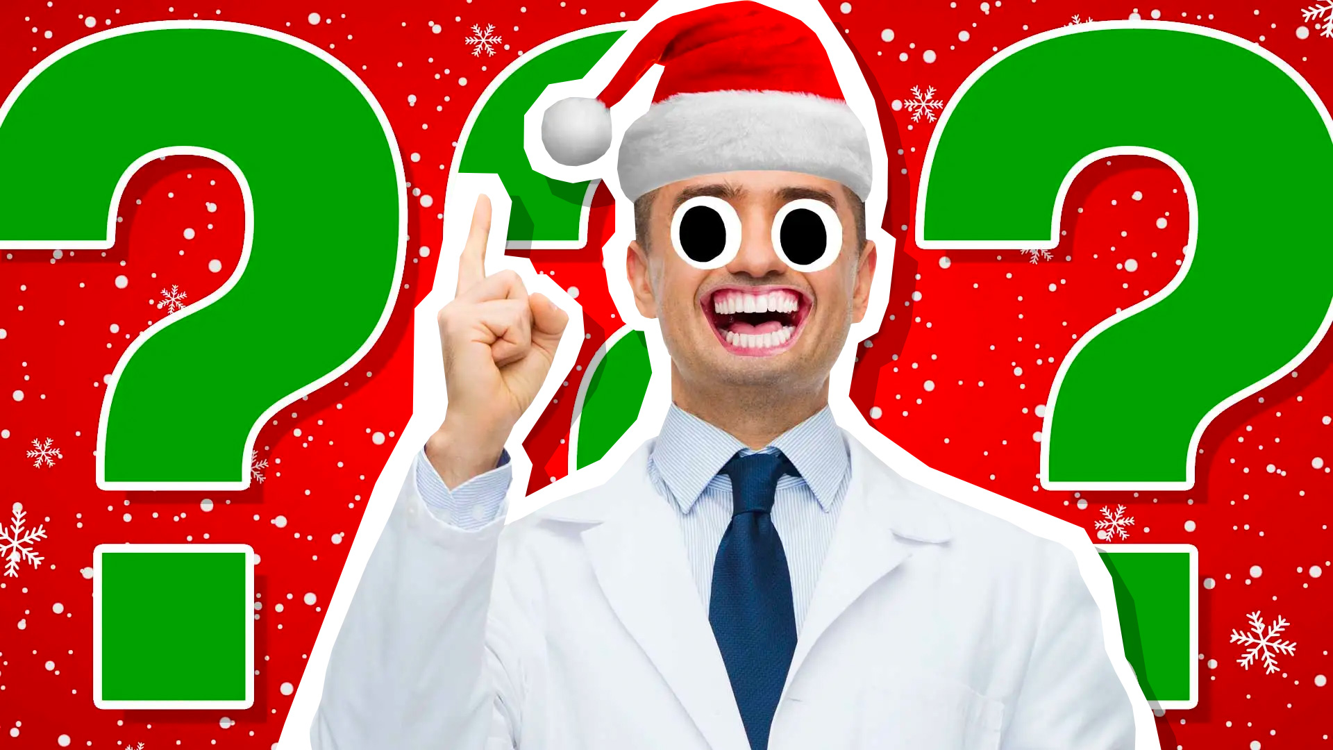 A scientist with a Christmas background