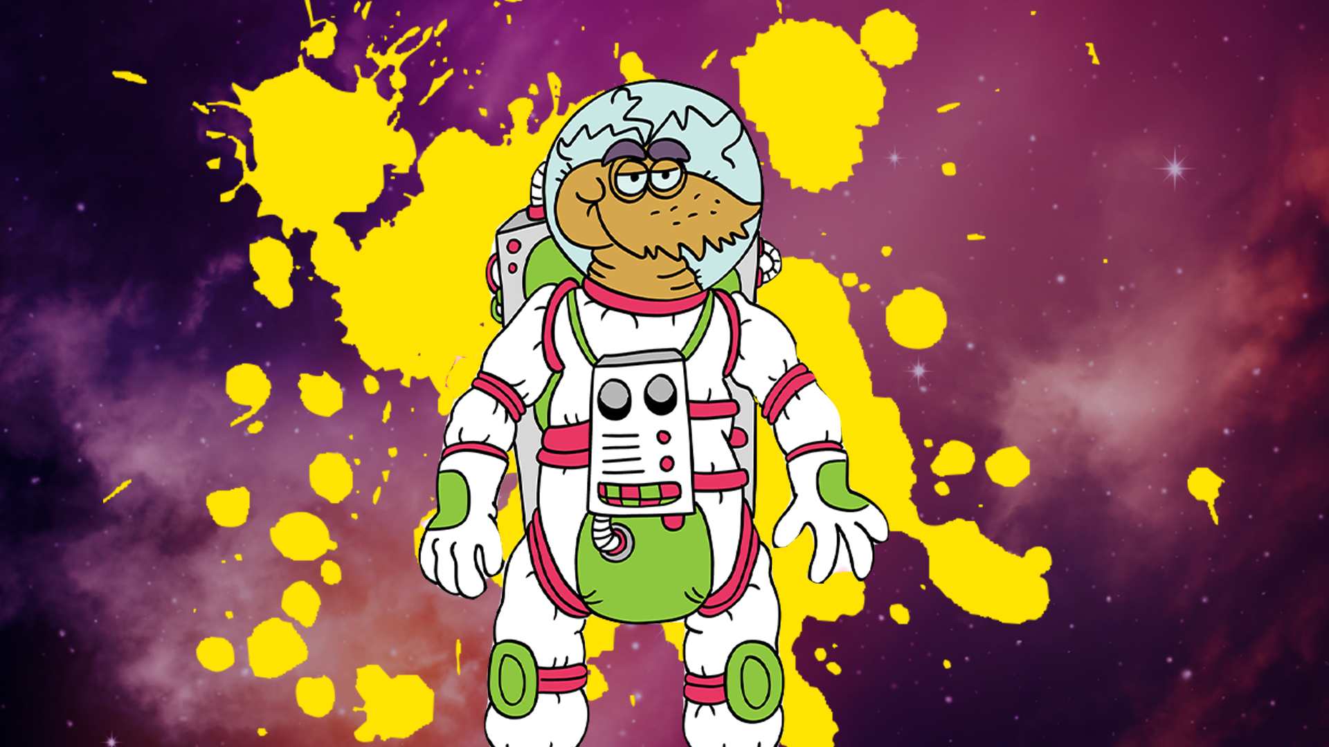 Flea in space with yellow splat 