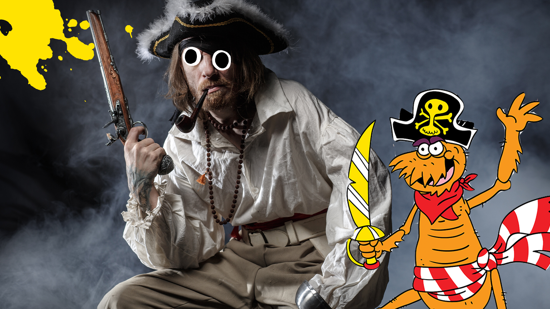 Pirate with flea pirate and yellow splat 