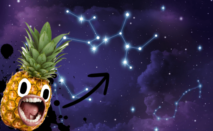 Pineapple in front of Aquarius constellation 