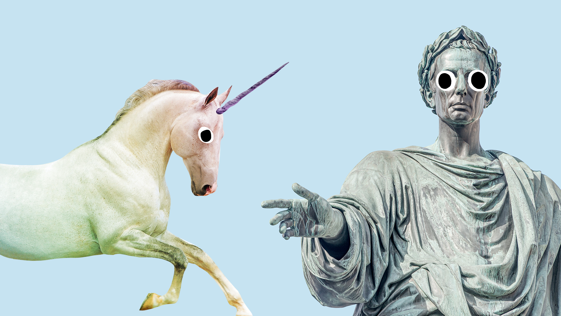 Roman statue with unicorn