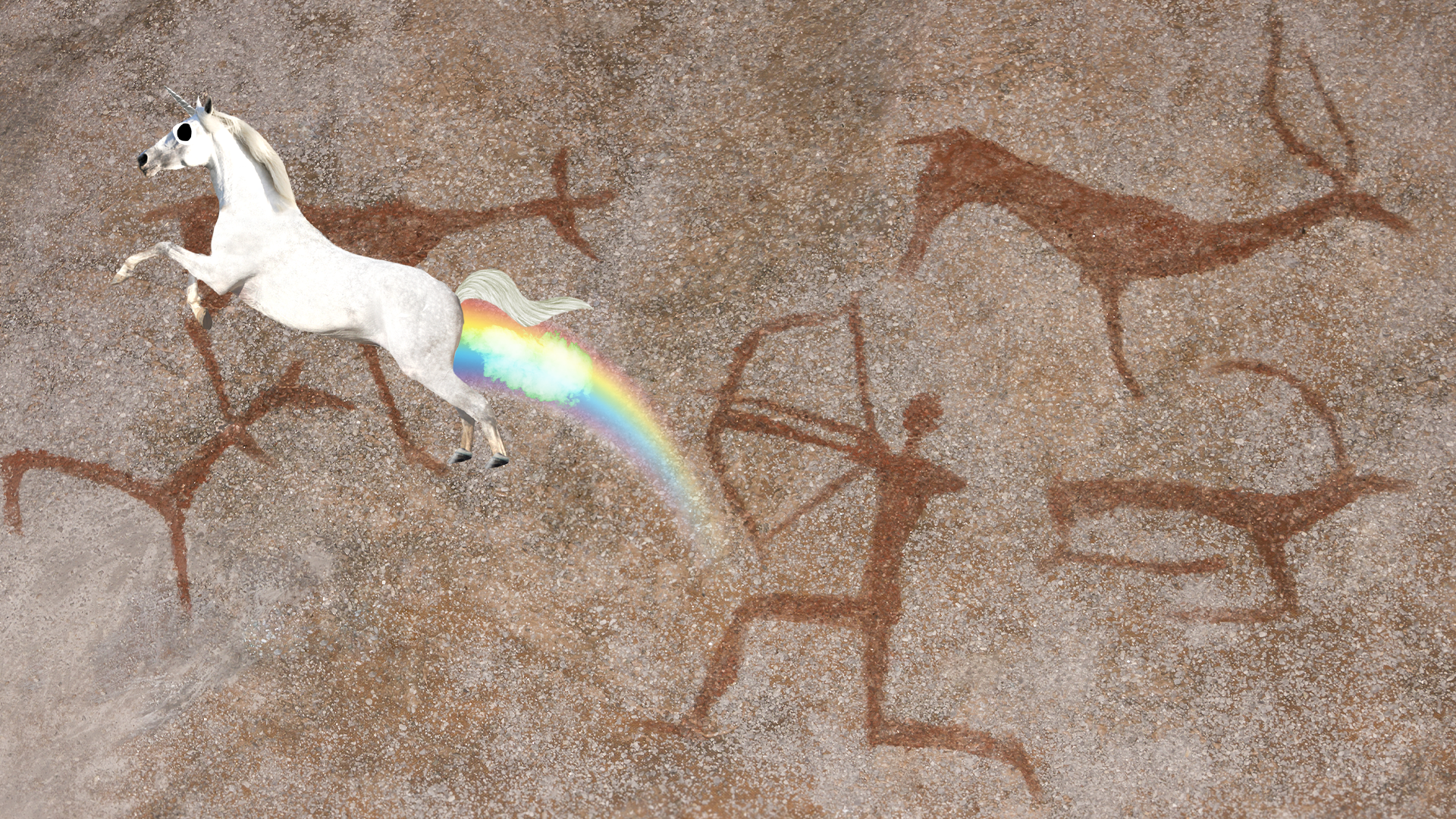Cave paintings with Beano unicorn