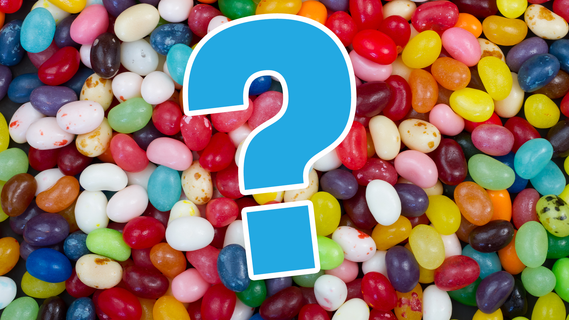 Jelly bean background and question mark