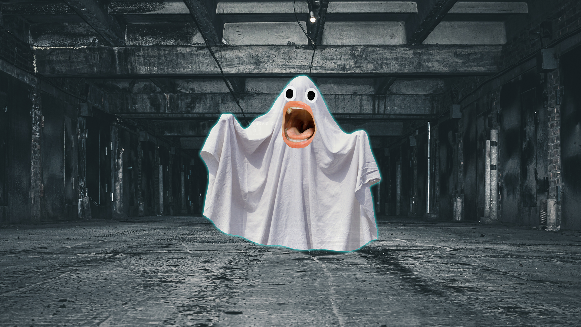 Beano ghost in spooky abandoned location