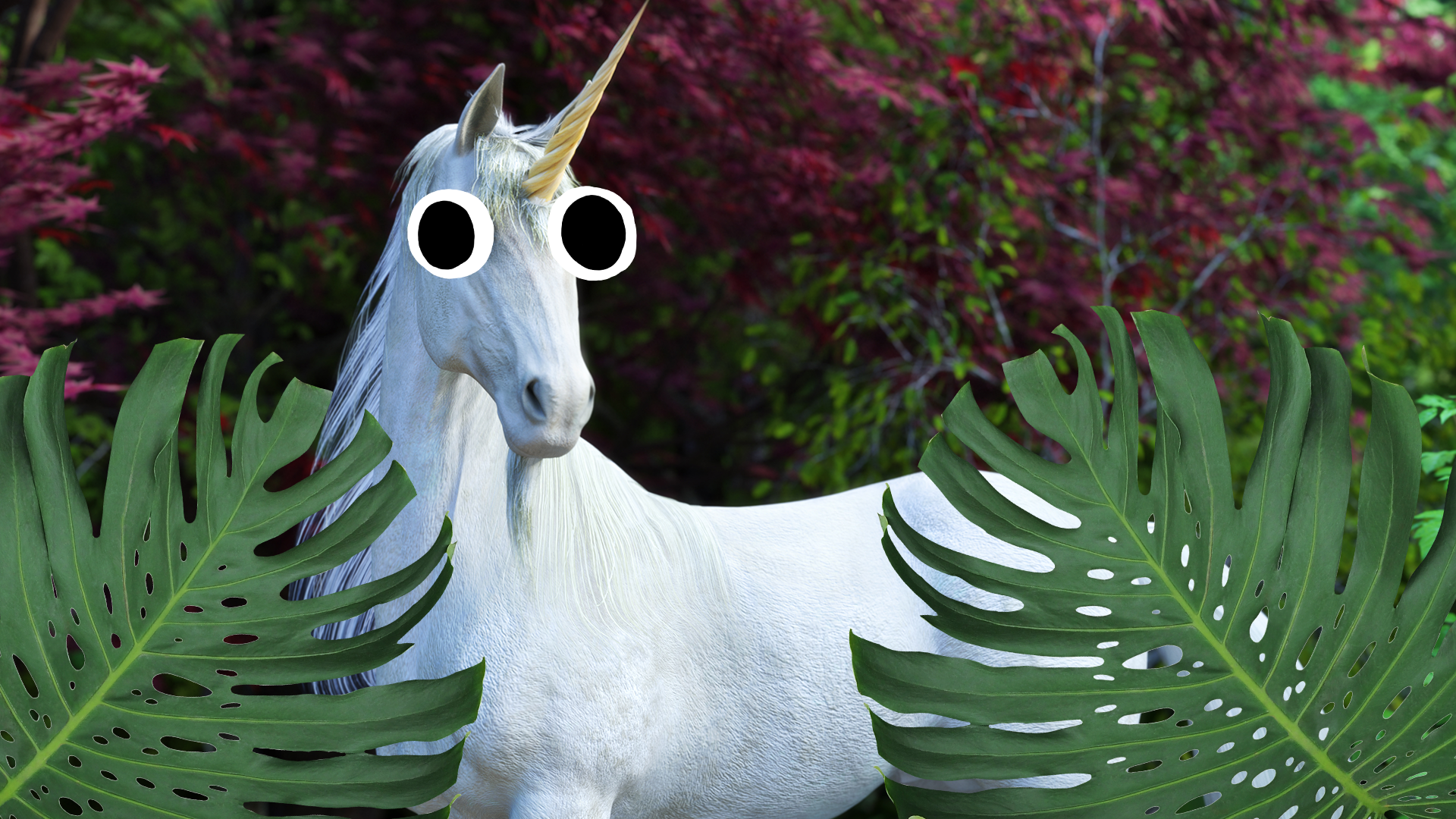 Unicorn with leaves 