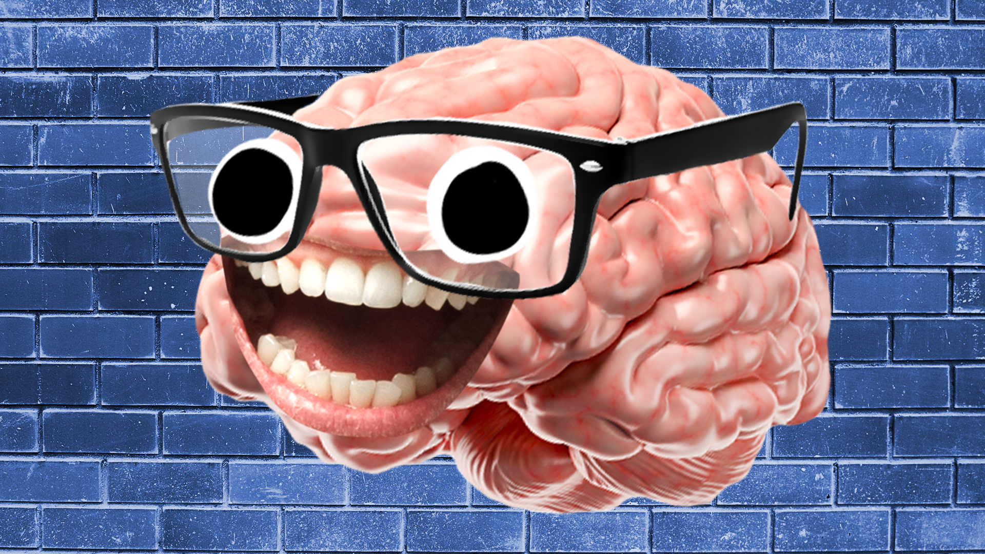 Beano brain on blue brick background