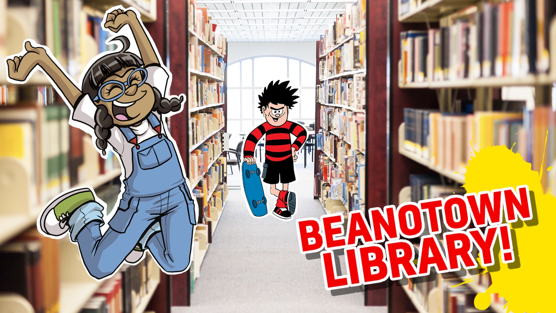 Harsha and Dennis in Beanotown Library