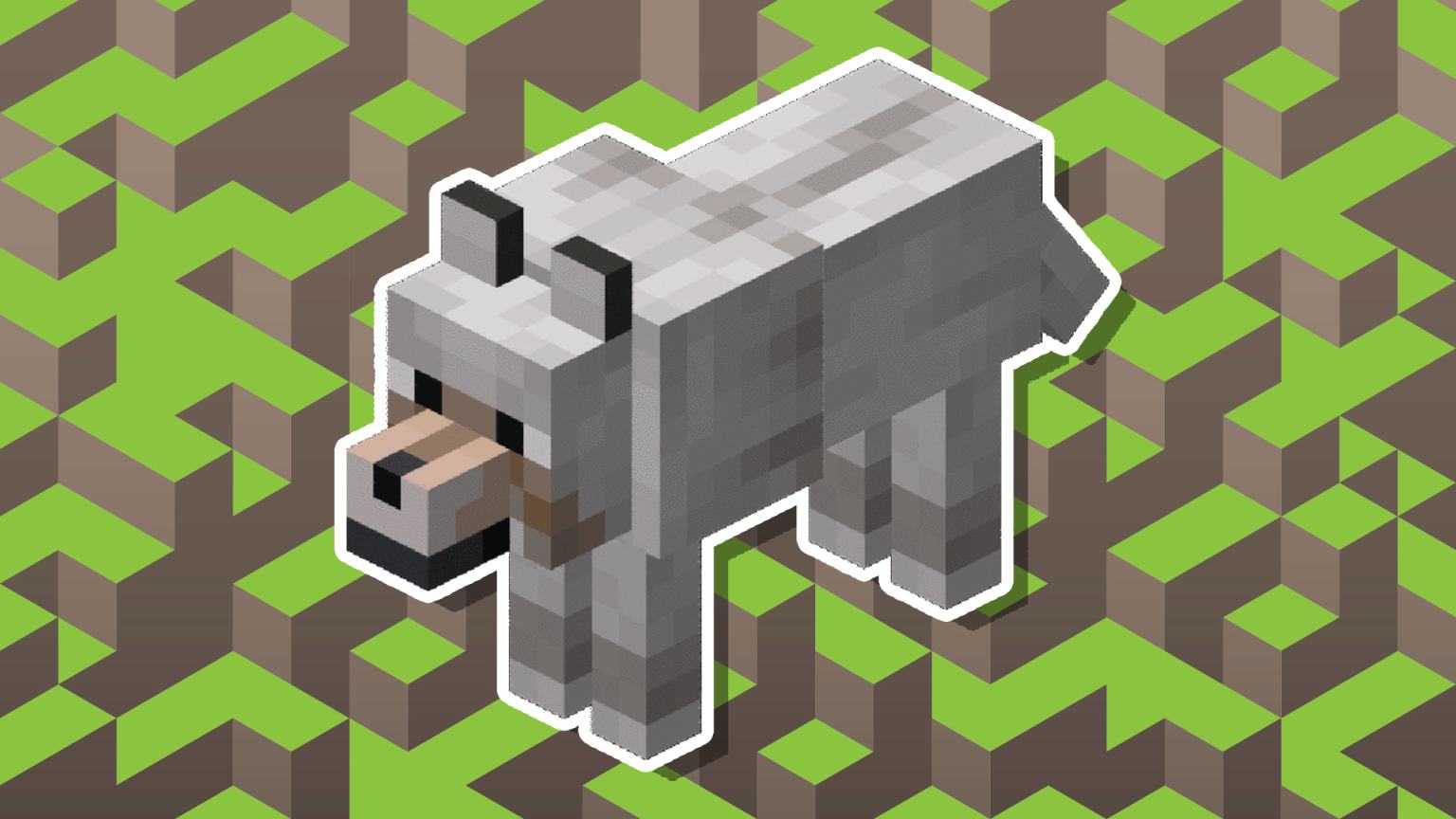 A wolf in Minecraft form. Image by Minecraft,  Mojang Studios