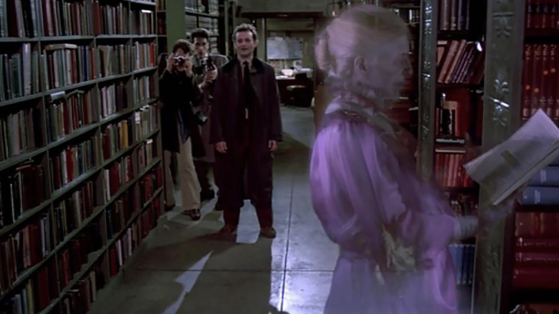 Ghosbusters and a ghost in a public library 