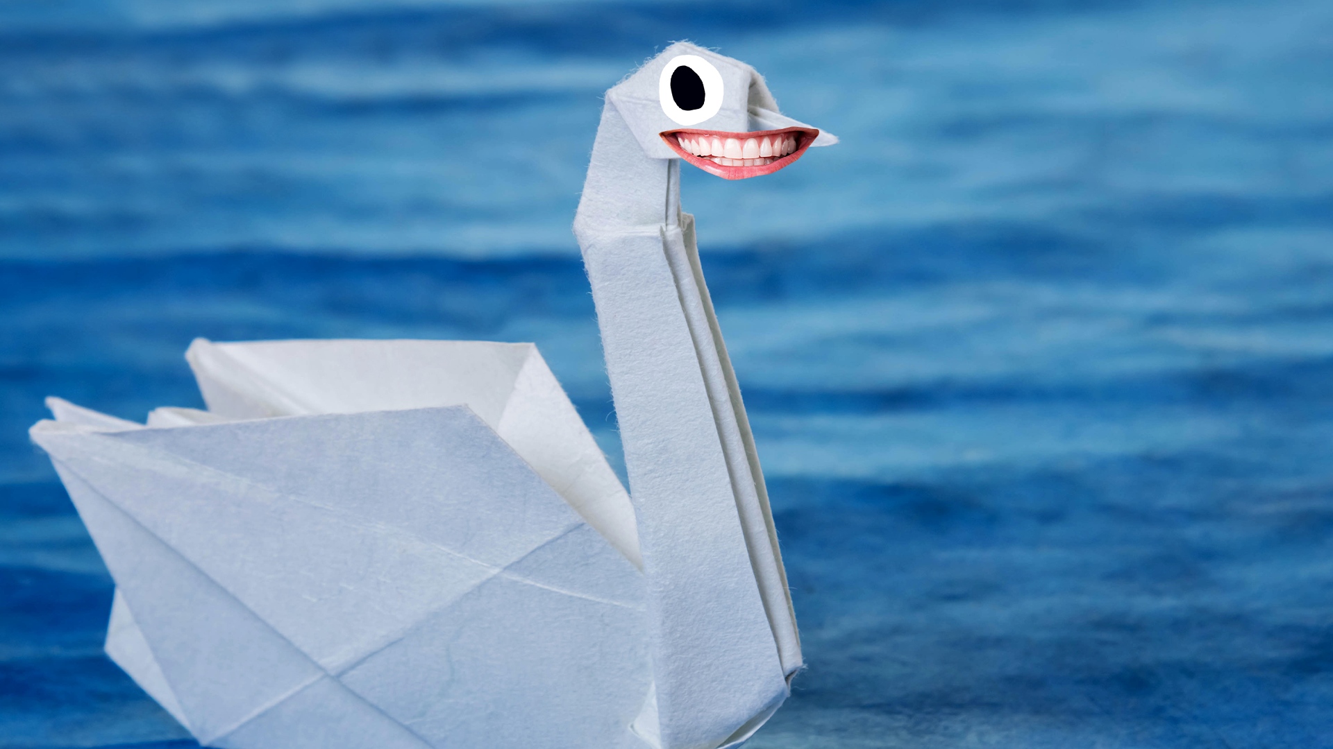 Goofy origami swan