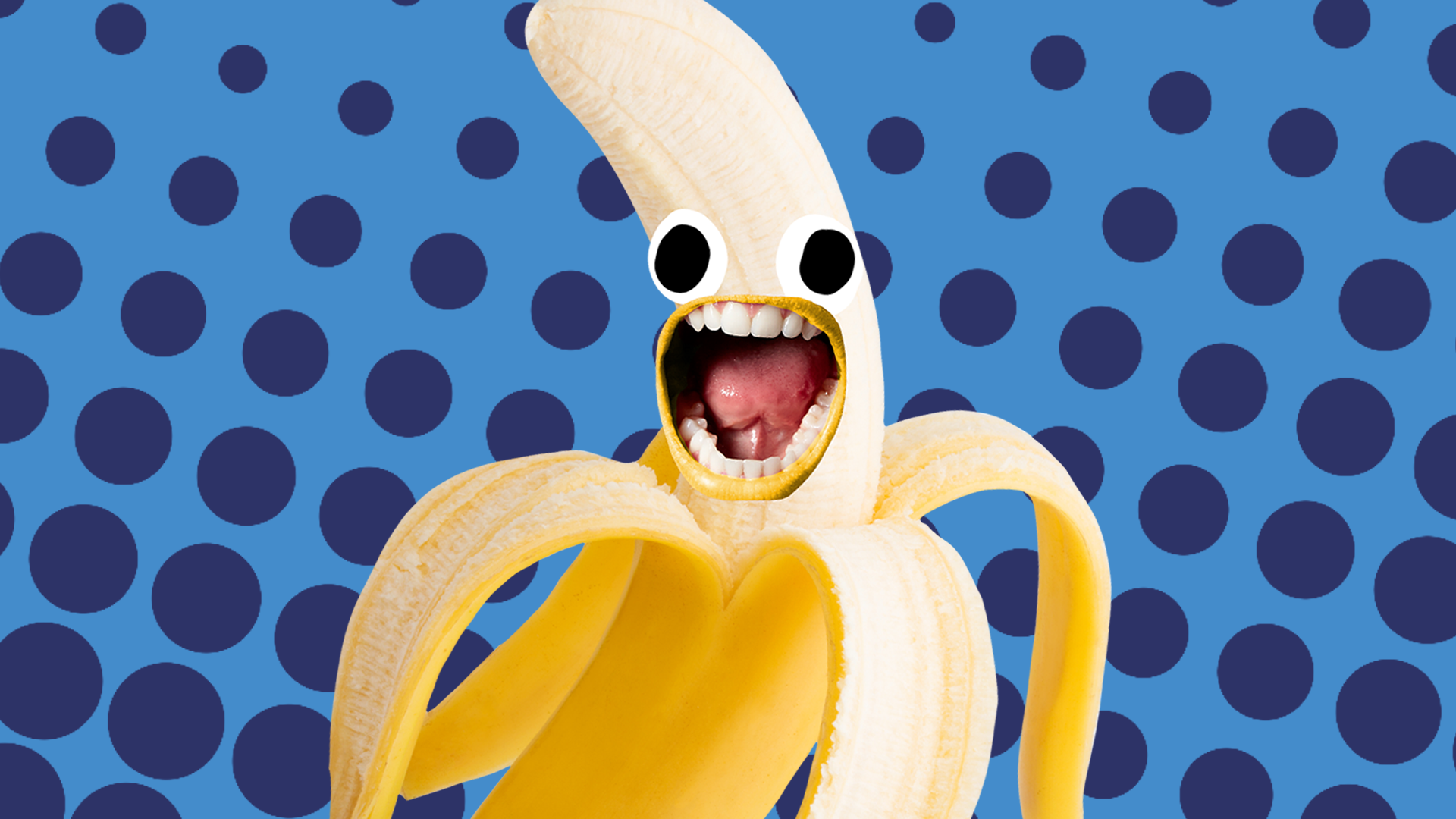 Beano banana on blue background