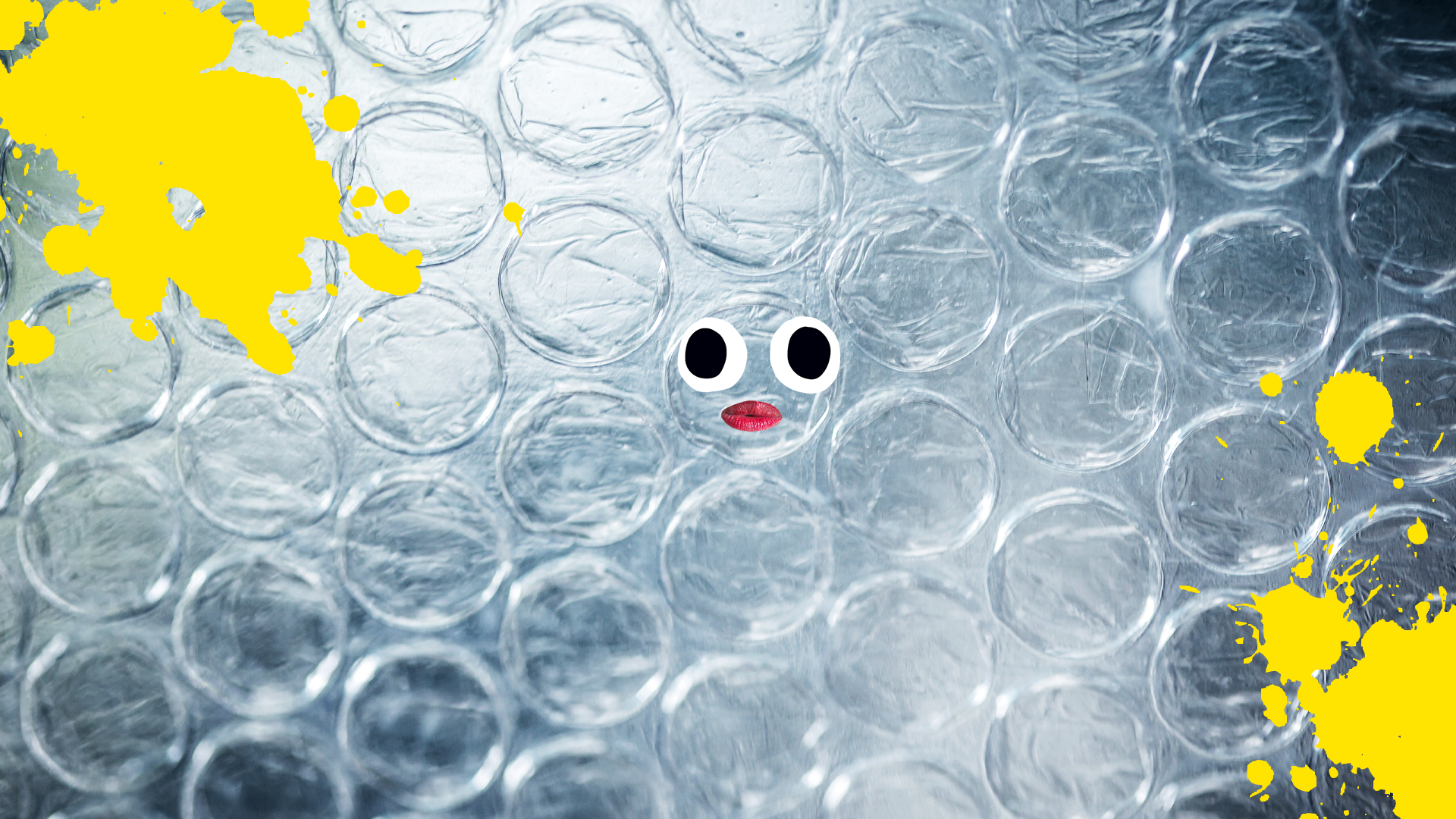 Bubble wrap with face and splats