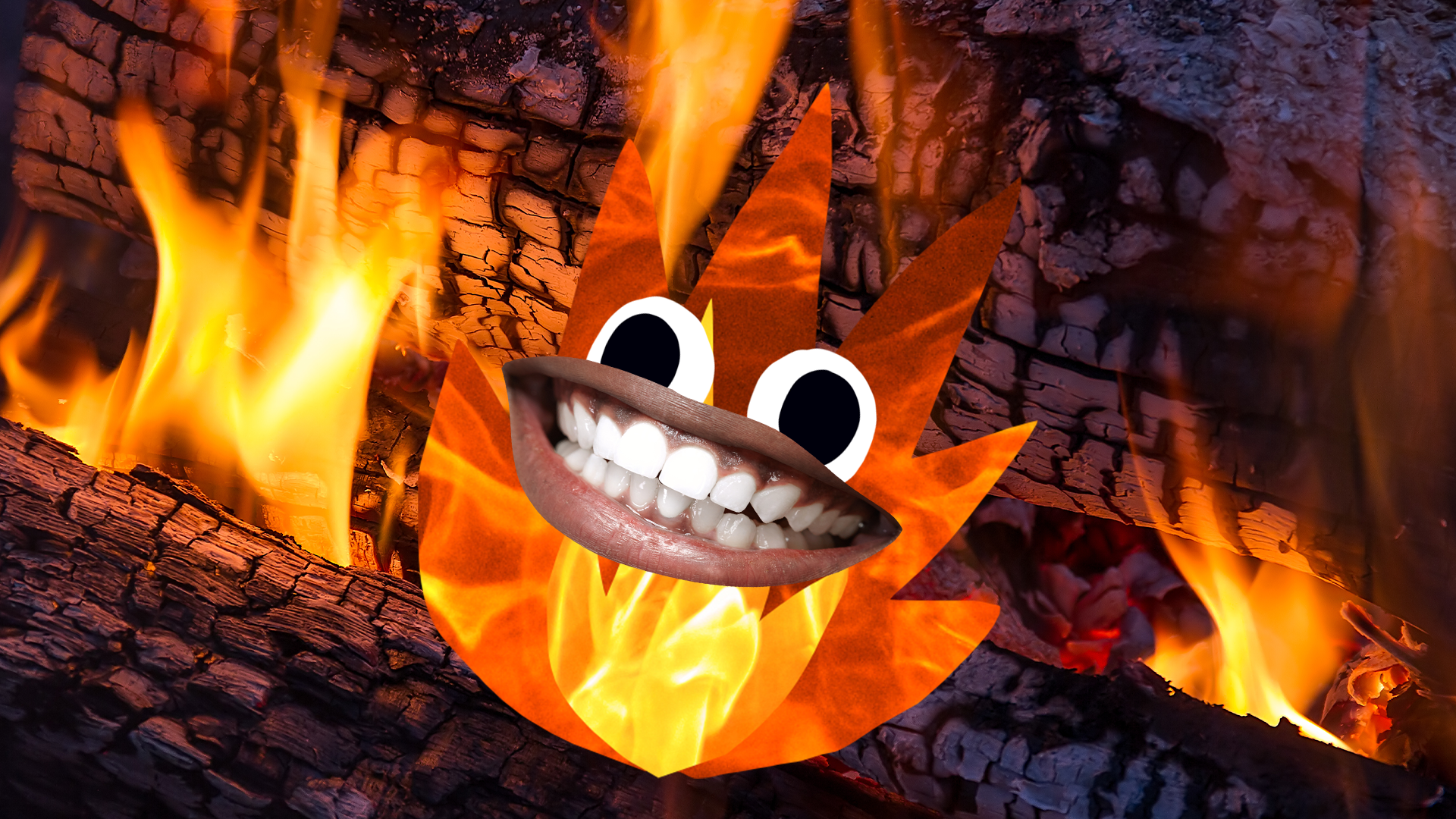 Crackling fire with goofy face