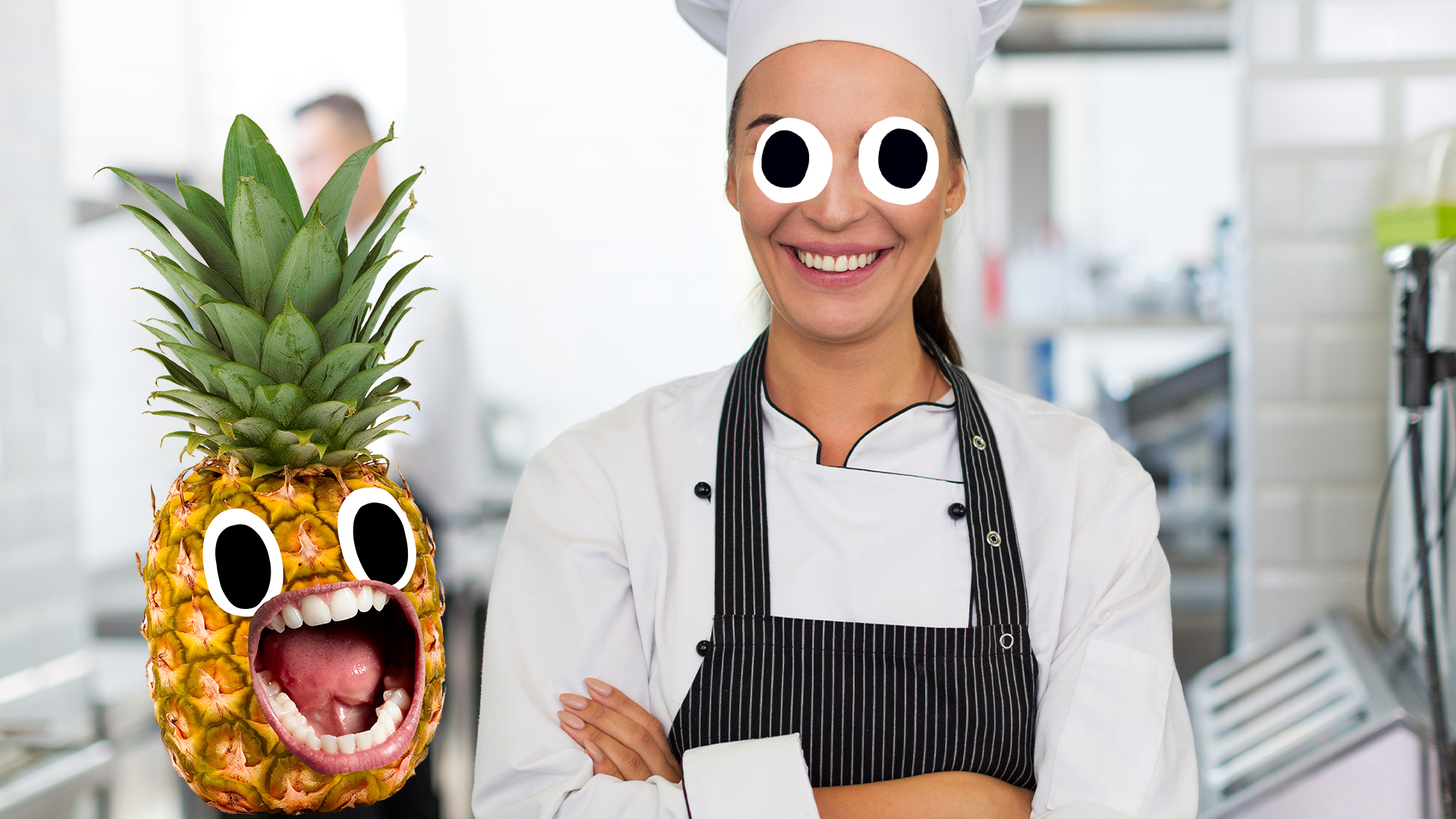 Smiling female chef with Beano pineapple