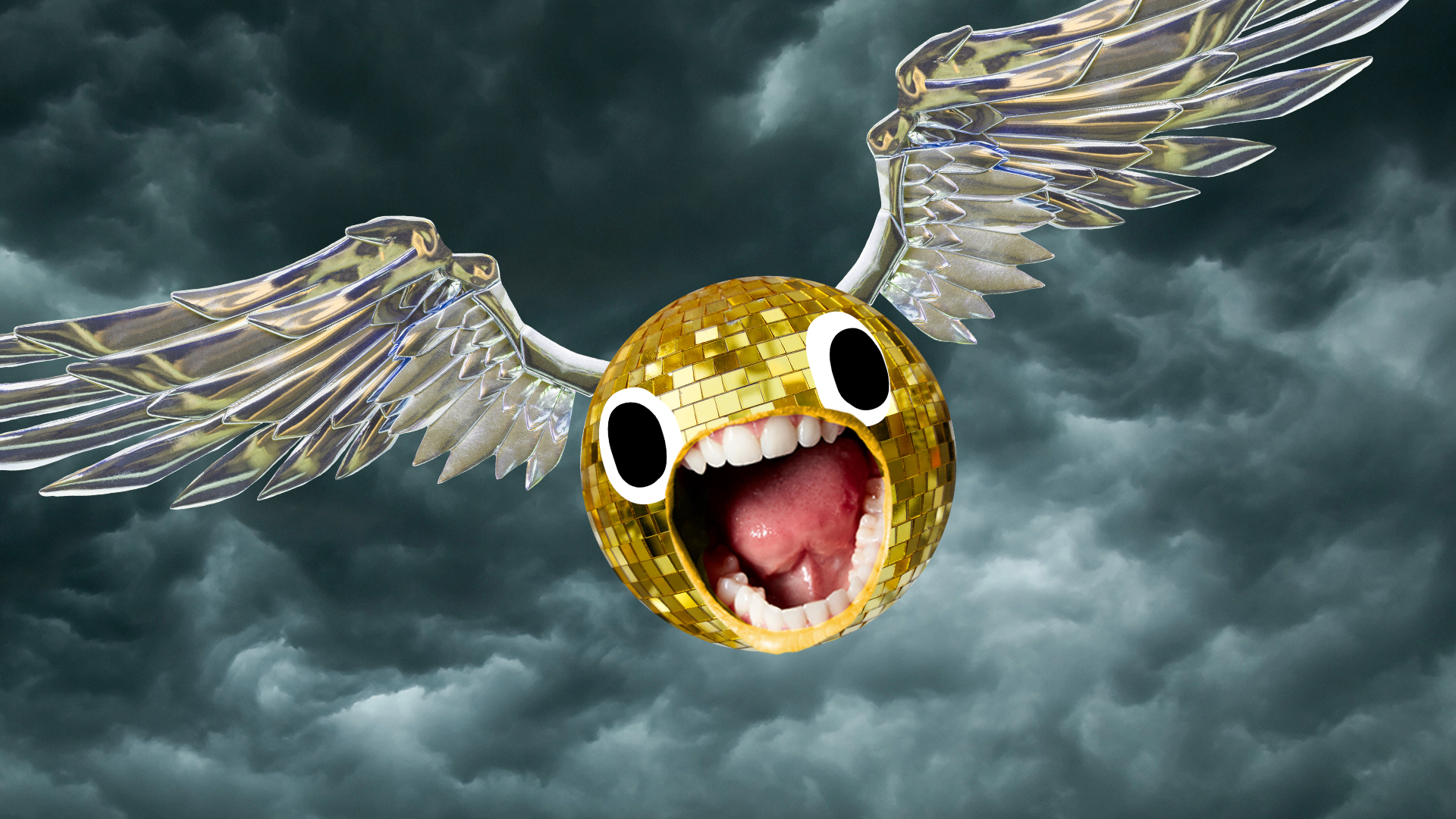 Screaming snitch on cloud background