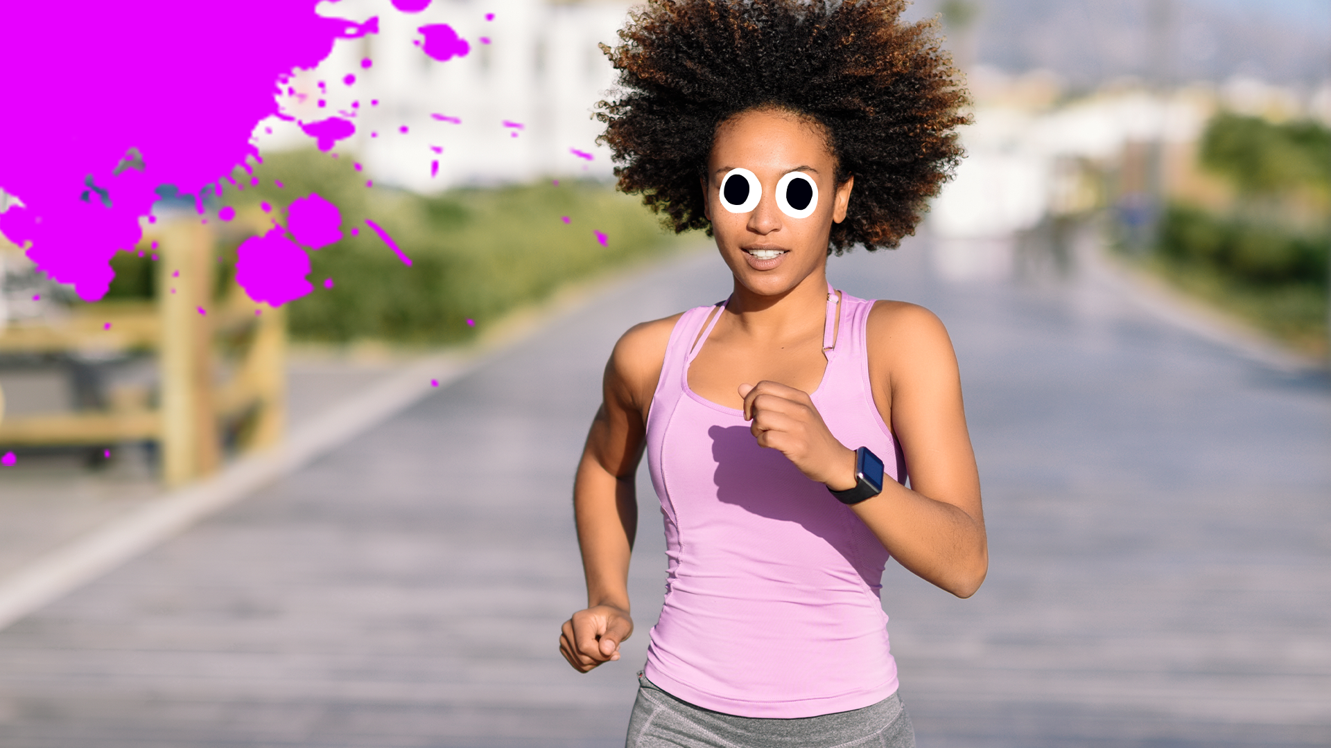 Running woman with splats