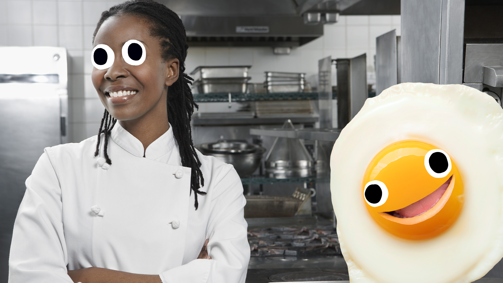 Smiling female chef with Beano egg