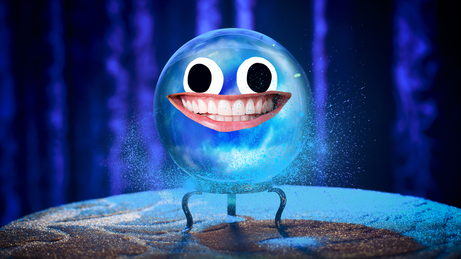 Crystal ball with goofy face