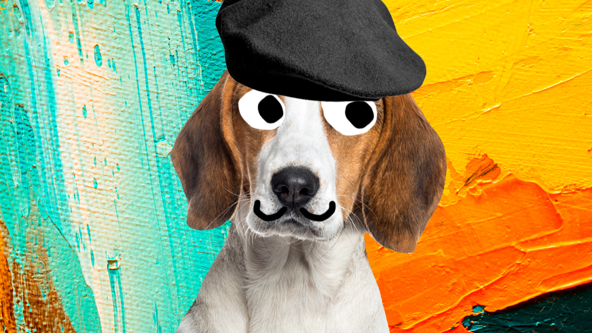 Art dog on paint background