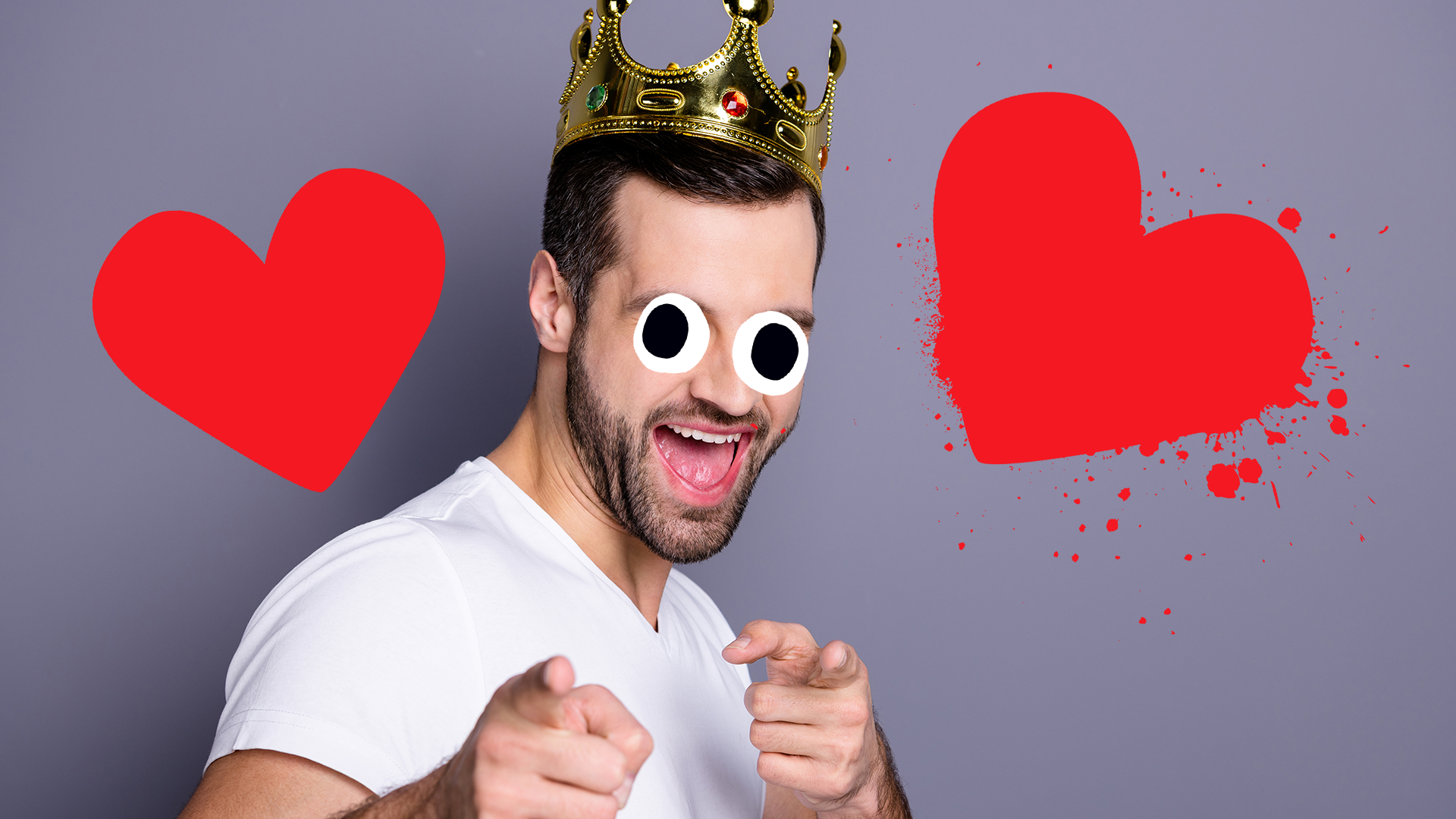 A charming prince with love hearts