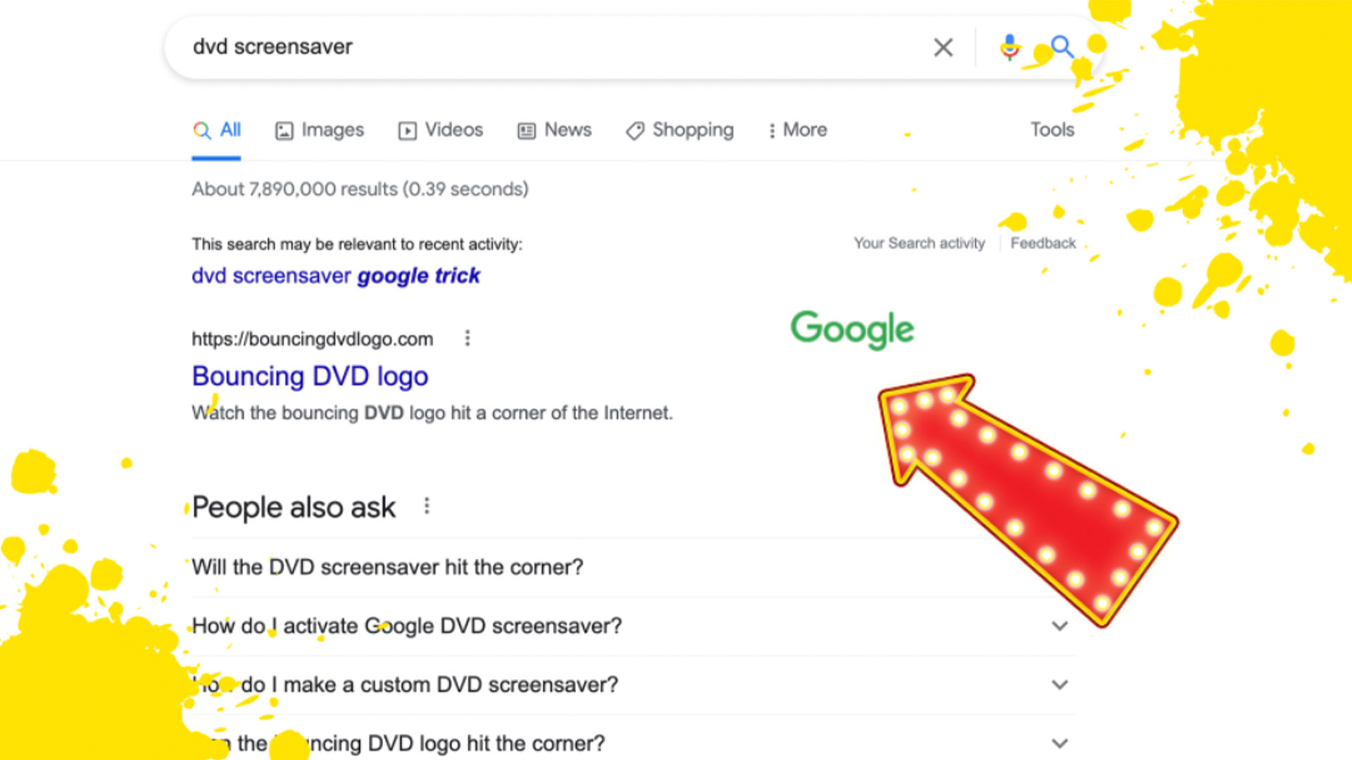 DVD Screensaver Google Easter Egg 