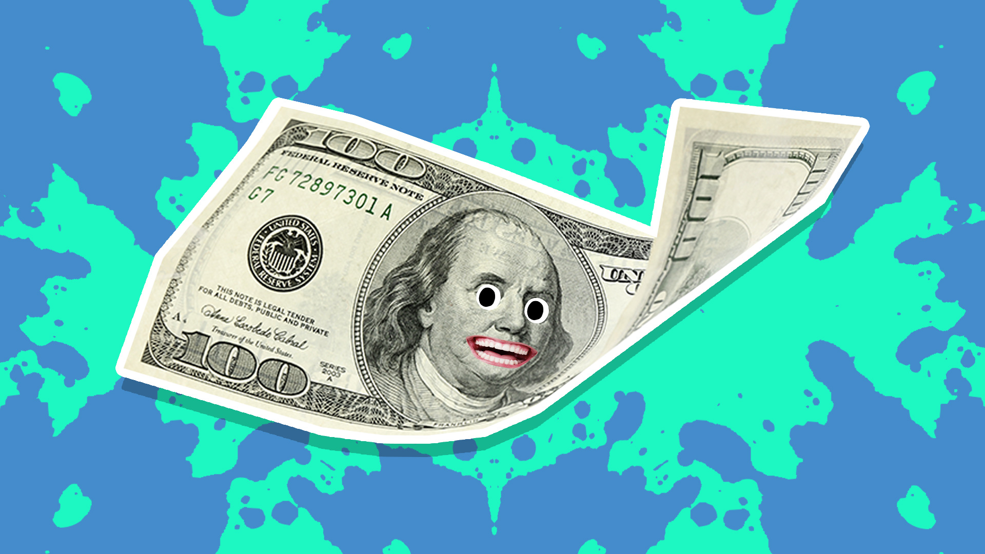 A 100 dollar bill featuring the face of Benjamin Franklin