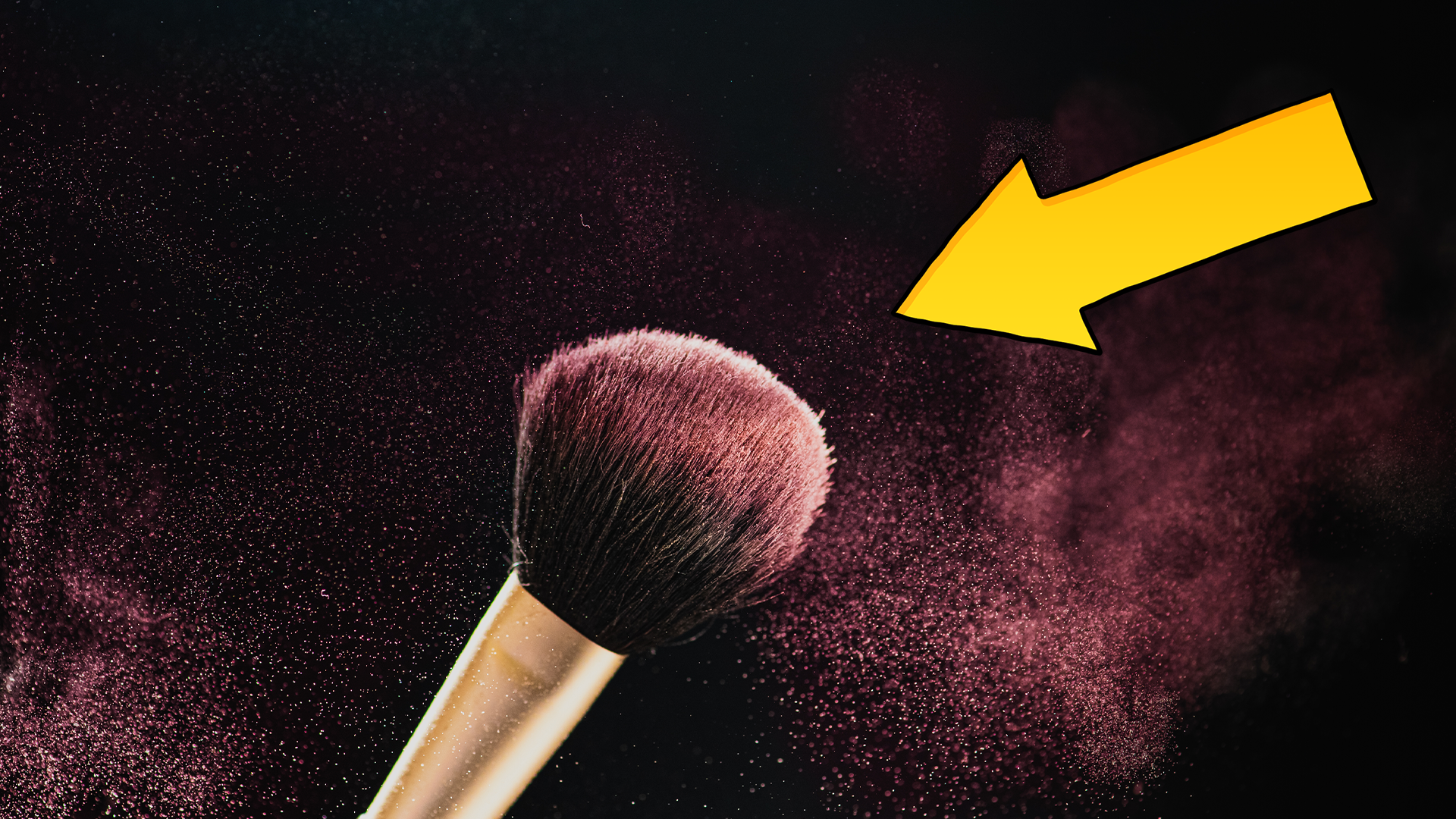 Arrow pointing to a fluffy brush