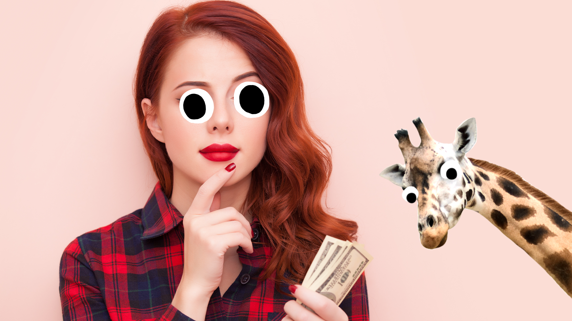 Women with money and Beano giraffe