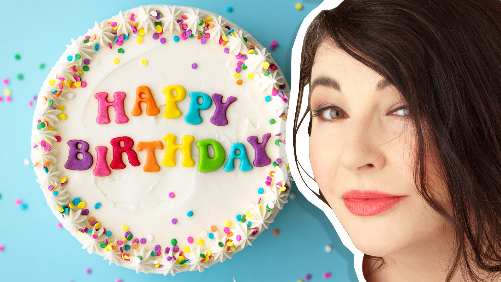 Kate Bush and a birthday cake