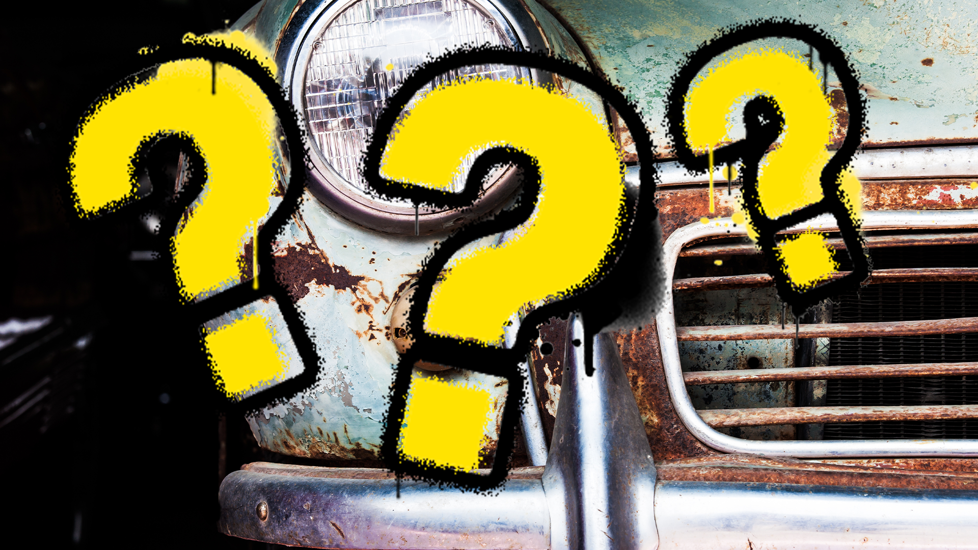 Car and question marks