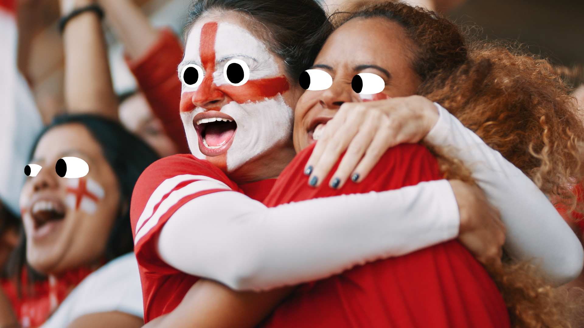 Football fans celebrating a goal