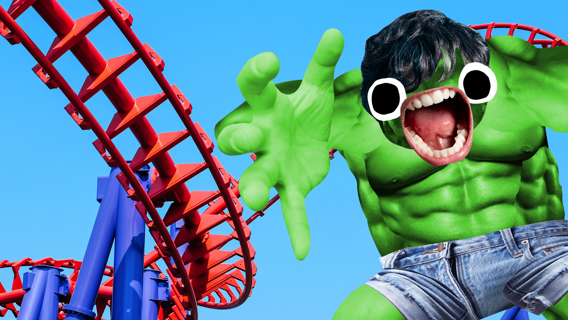 Hulk at a roller coaster