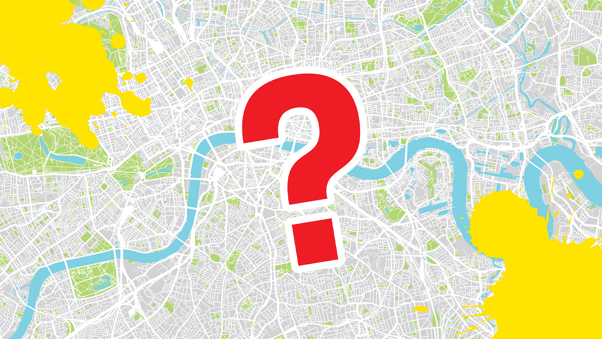 Map of Thames with splats and question mark