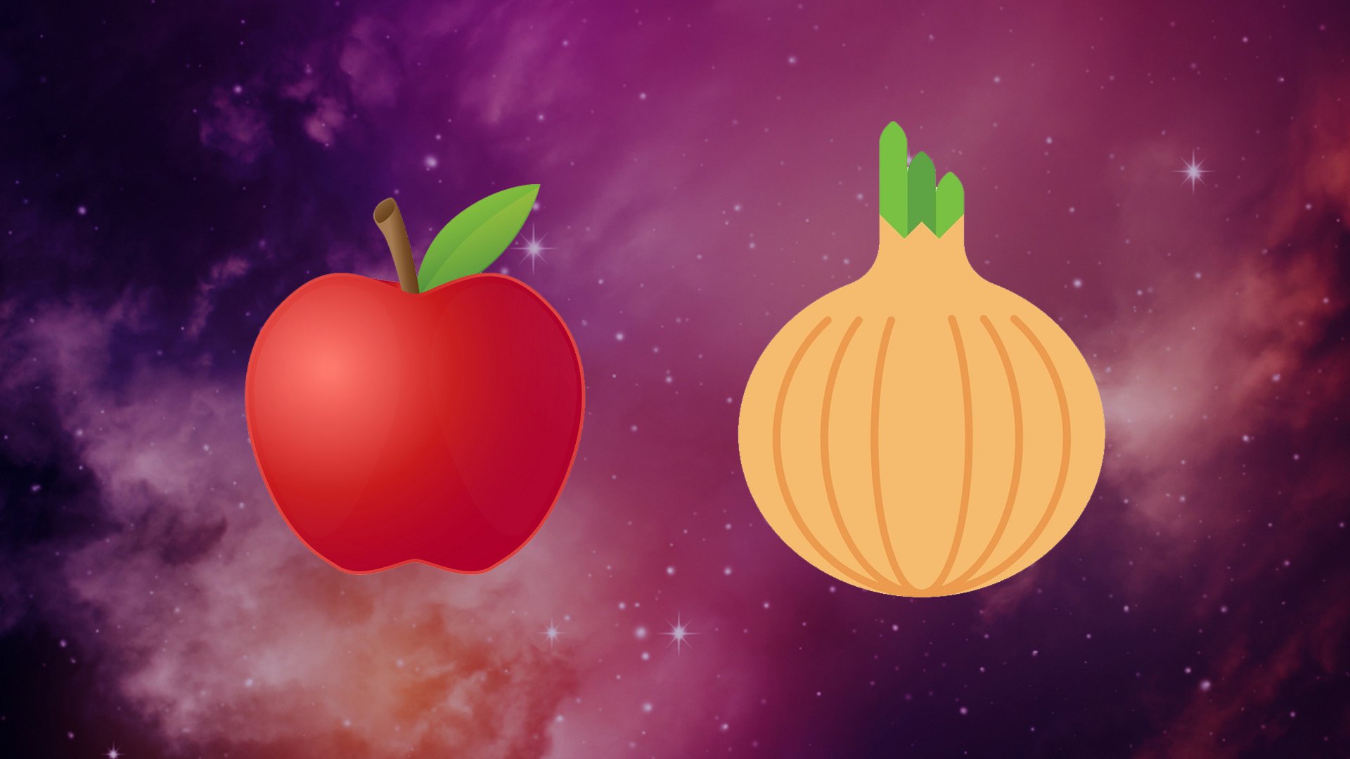 Emojis: red apple, onion