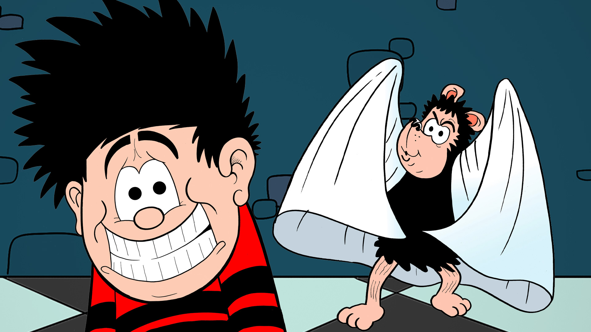 Dennis and Gnasher in Bunkerton Castle