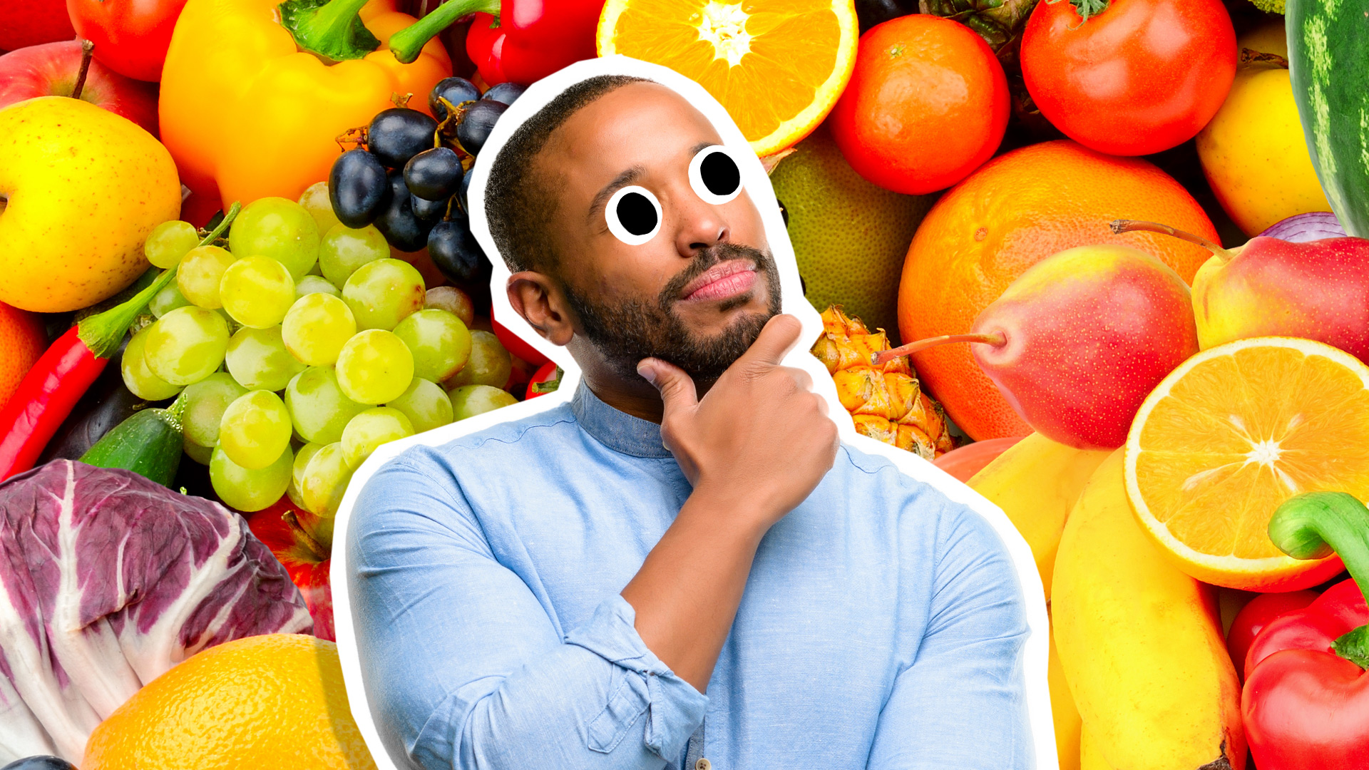 A person thinking about fruit and vegetables