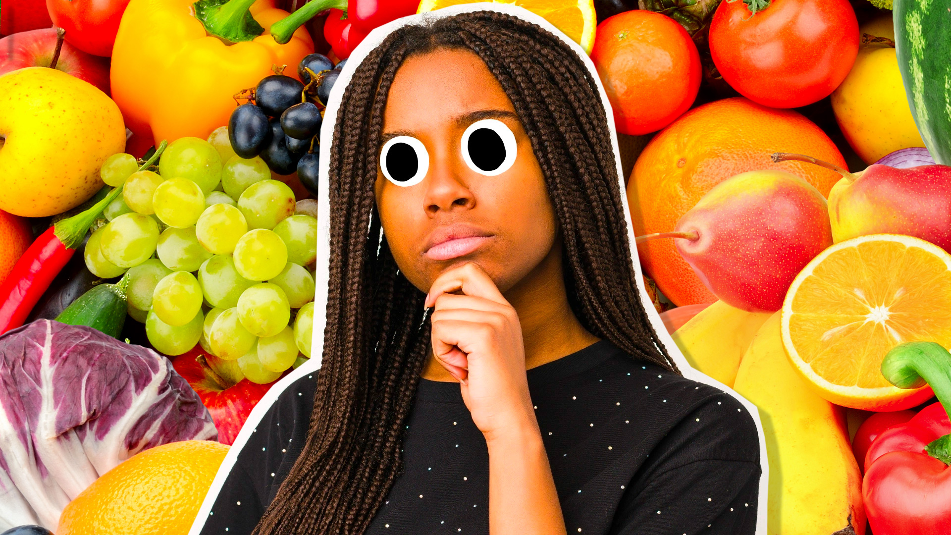 A person thinking about fruit and vegetables