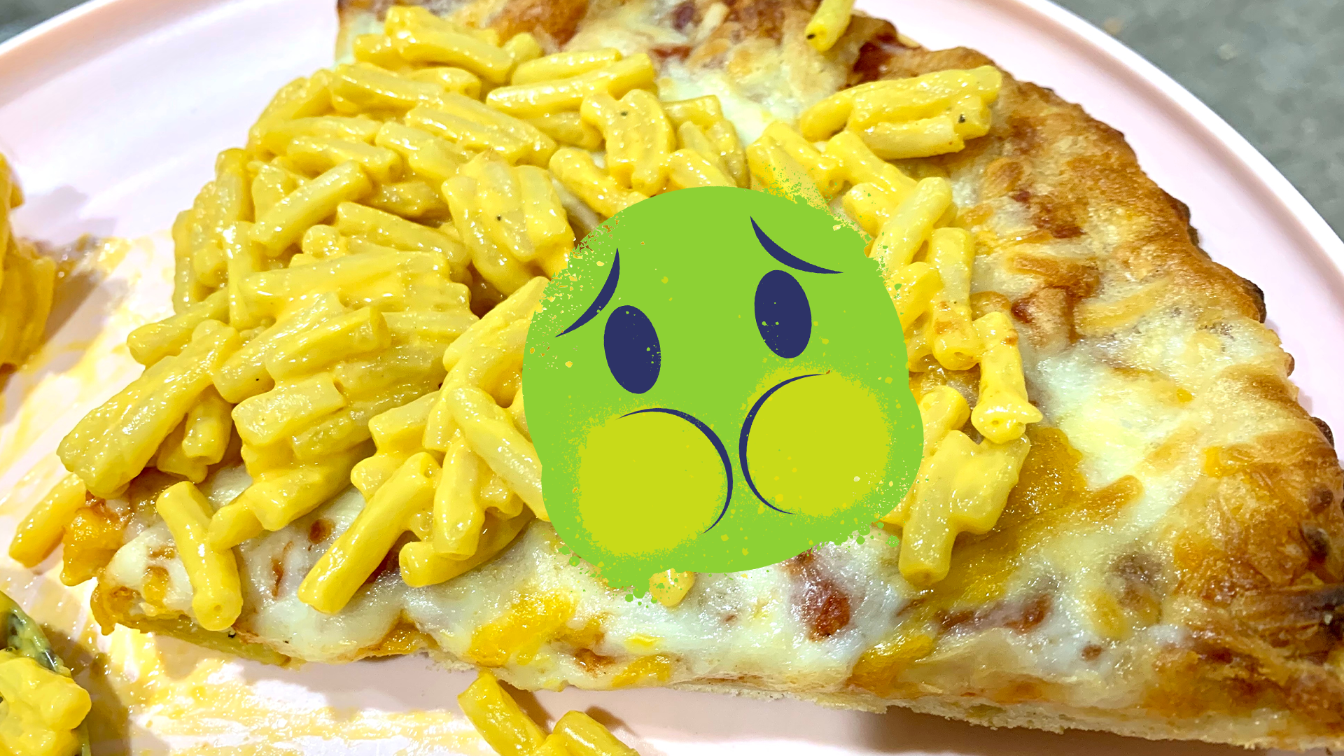 Gross looking pizza and sick emoji