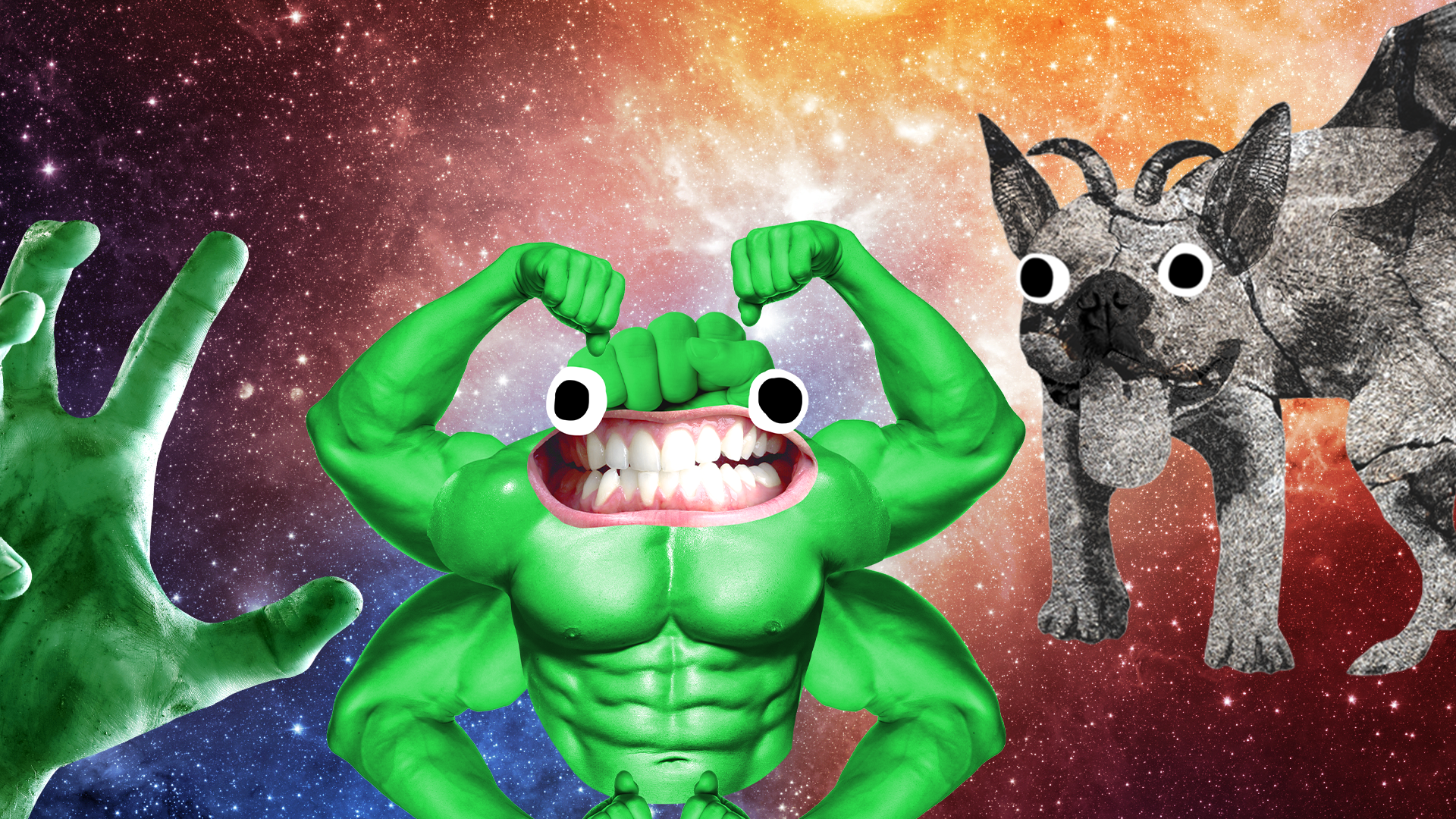 Beano monsters on starry background