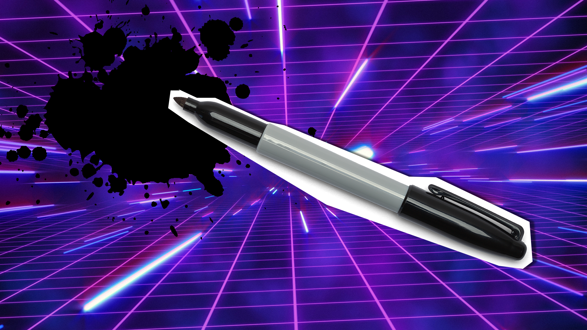 Marker pen on laser background
