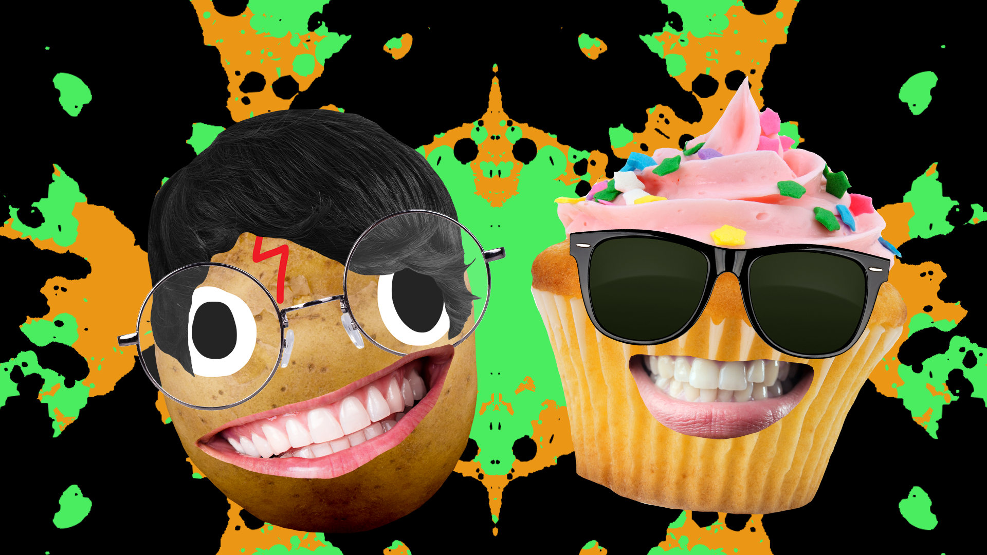 Potato Harry and Beano cake on Halloween background